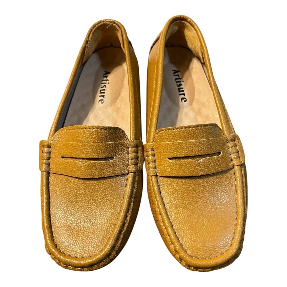 Artisure Tan Leather Driving Loafers Cushioned Insoles Size 8.5 - Picture 3 of 11